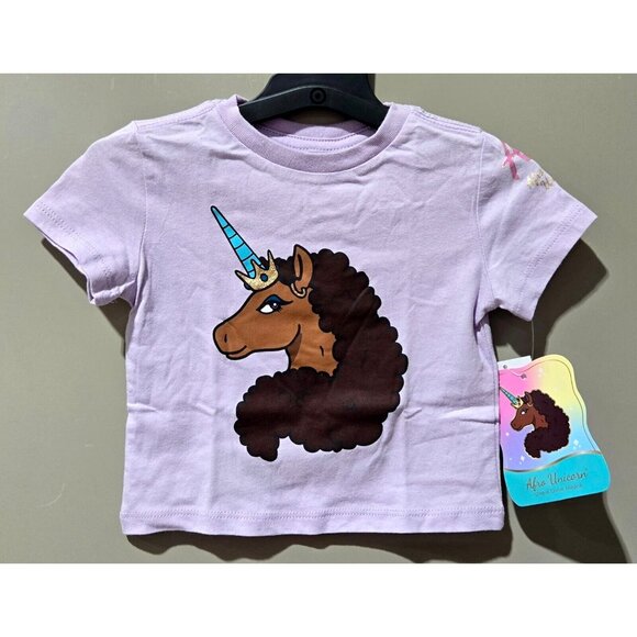 MAD Engine Other - Afro Unicorn Girls' 12 Months Purple & Large Graphic Short Sleeve T-Shirt
